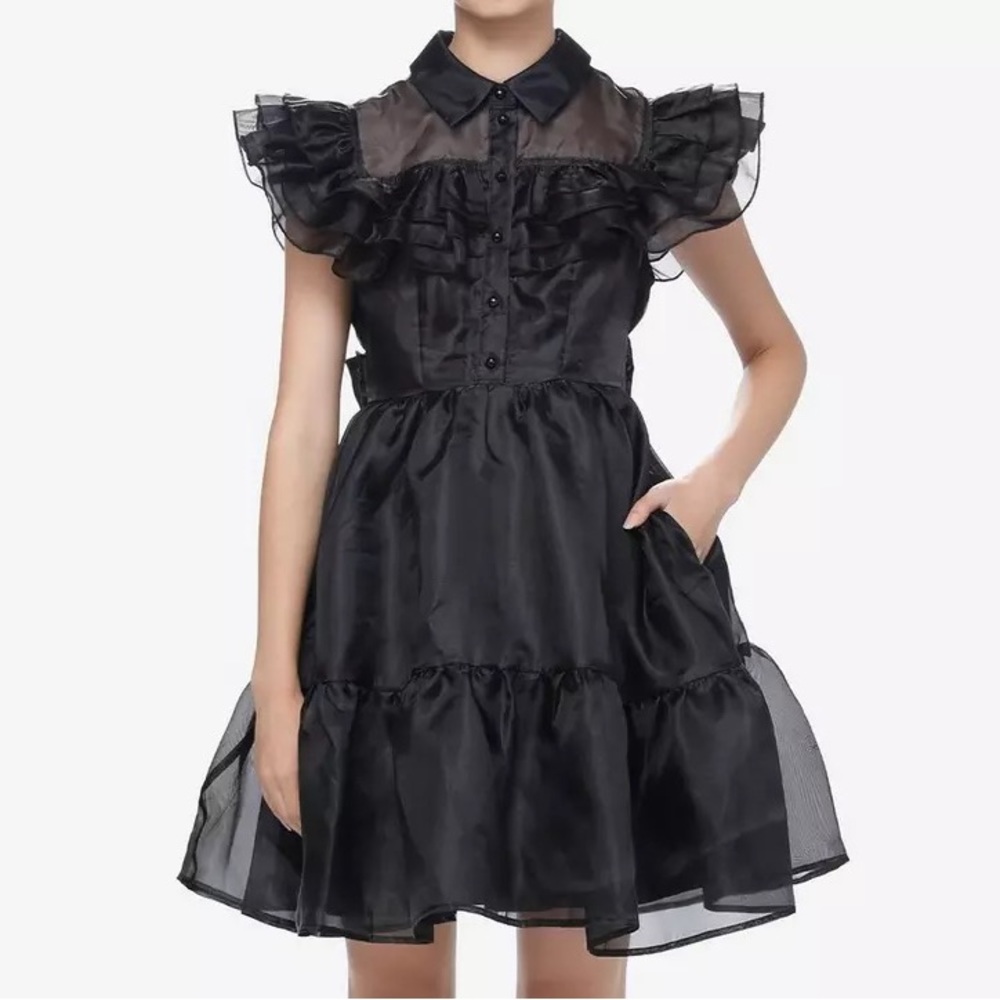 Wednesday‎ Iconic Dance Ruffle Dress Hot Topic Cosplay Costume Addams Family